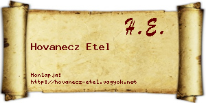 Hovanecz Etel névjegykártya